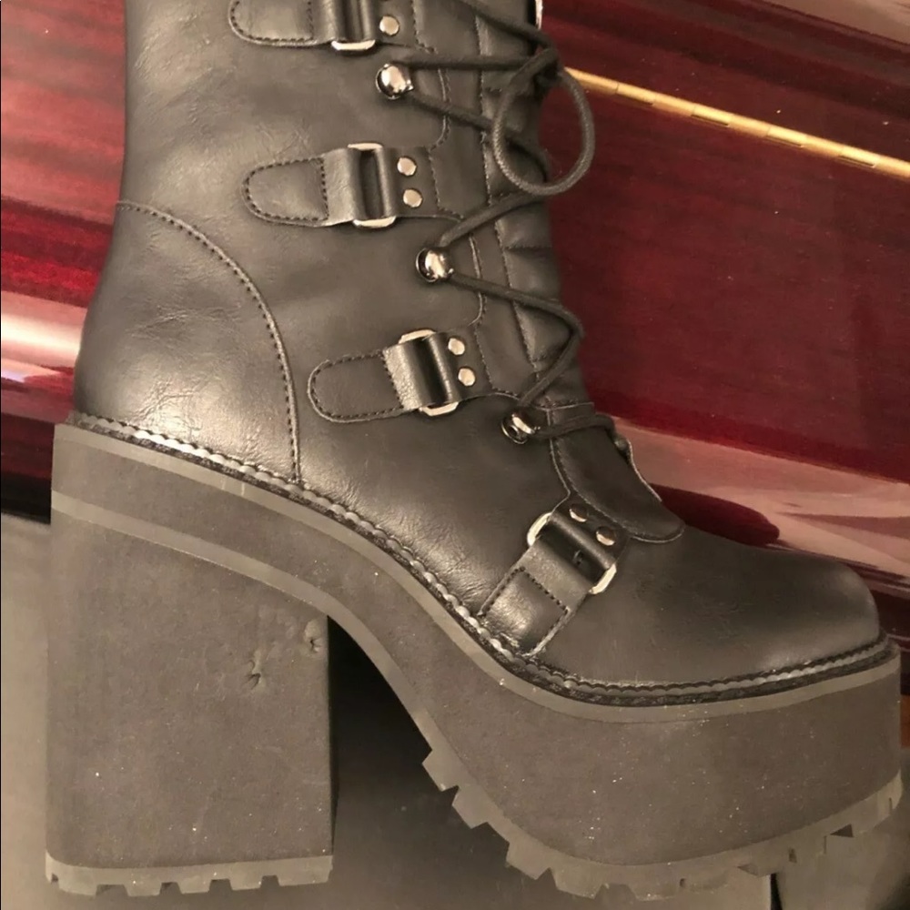 KILLSTAR Broom Rider Boots Punk Goth Platform Shoe - Picture 8 of 8